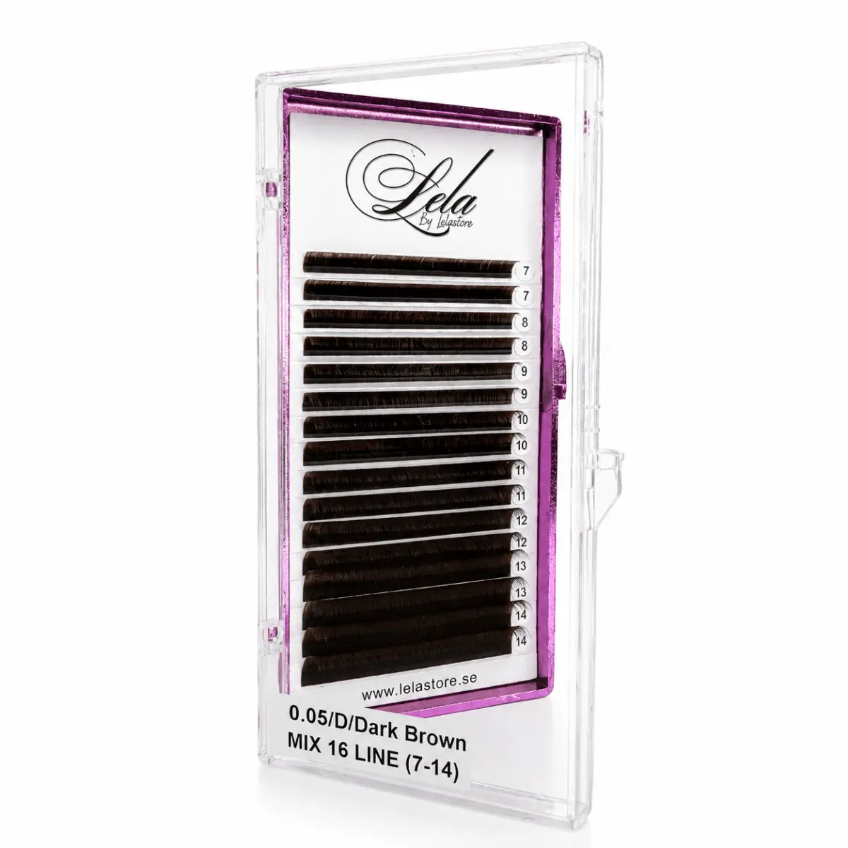Mörkbruna Volymfransar 0.05 D Mix 7–14 - Premium Lashes