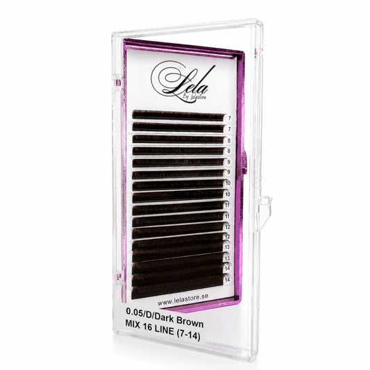 Mörkbruna Volymfransar 0.05 D Mix 7–14 - Premium Lashes